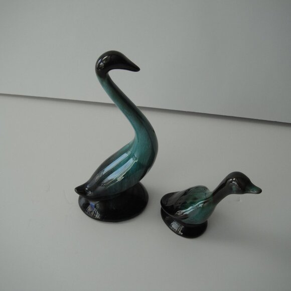 Lot of 2 Vintage Blue Mountain Pottery Bird  Green/Black Drip Glaze Canada - Picture 4 of 8